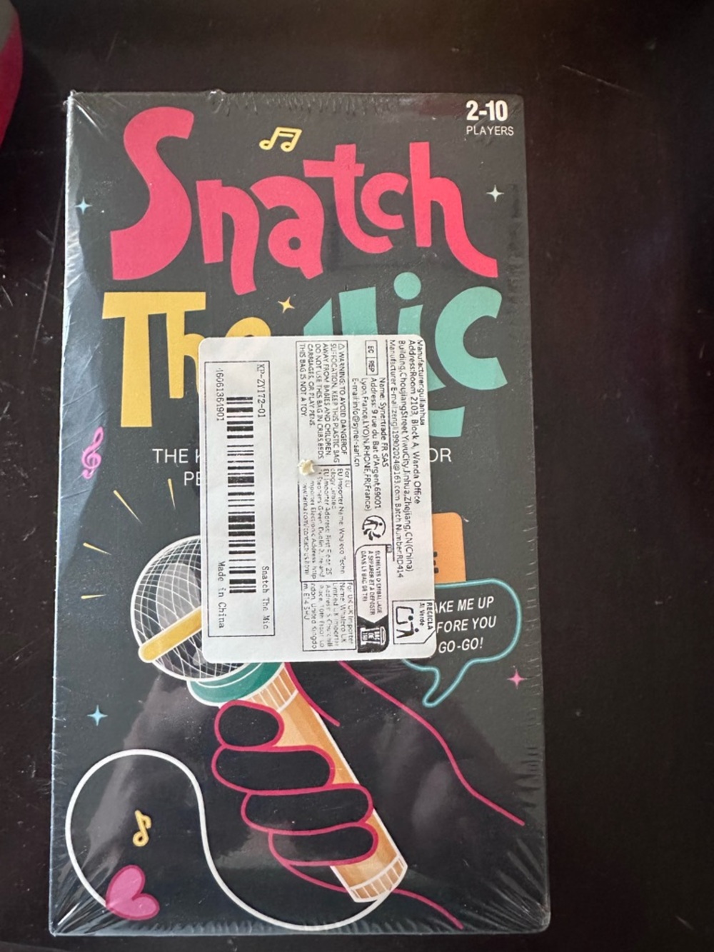 Snatch The Mic Party Game - Black with Multicolor Lettering